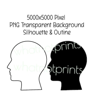 May include: Black and white silhouette of a person's head in profile. The image is 5000x5000 pixels and has a transparent background.