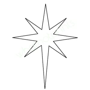 Commerciële ster van Bethlehem PNG transparante achtergrond overzicht, stencil of sjabloon kerst clipart direct downloaden