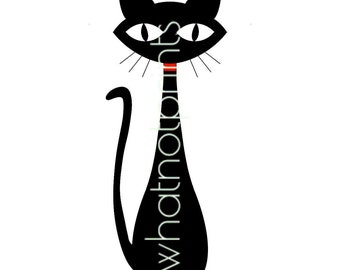 Commercial Atomic Age Black Cat Png Transparent Background Instant Download