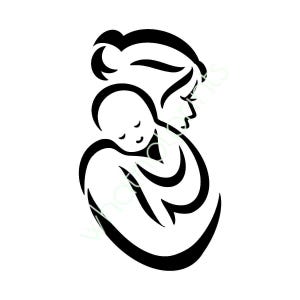 Plantilla comercial para madre y bebé, patrón o clipart del Día de la Madre PNG con fondo transparente, descarga instantánea