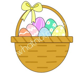Cesto di Pasqua commerciale pieno di uova colorate PNG sfondo trasparente alta risoluzione download digitale istantaneo