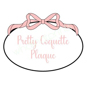 Commerciële mooie coquette plaquette of bord met roze strik PNG-clipart instant digitale download