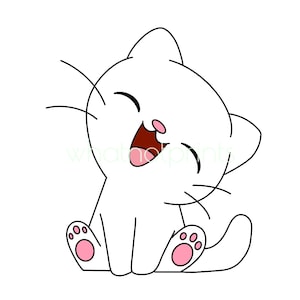 Reklama Cute White Cat Png Przezroczyste Tło Natychmiastowe Pobieranie Cyfrowe