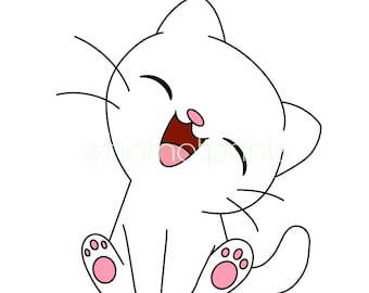 Commercial Cute White Cat Png Transparent Background Instant Digital Download