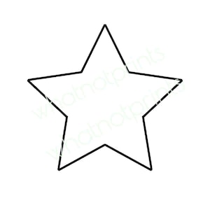 商業印刷可能な星のアウトライン、ステンシル、テンプレート 5 ポイントの星のクリップアート PNG および SVG 透明背景の即時デジタルダウンロード