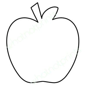 May include: A black outline of an apple shape on a white background. The apple has a stem and a leaf. The design is simple and clean, suitable for various craft projects or educational materials.