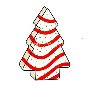 May include: A white and red striped Christmas tree with green sprinkles. The tree is outlined in black.