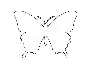Butterfly Stencil, Template, Pattern, Outline, Silhouette, Shape, Clipart PNG Transparent Background Instant Digital Download