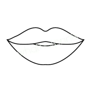 以下が含まれることがあります： 唇の白黒線画です。
