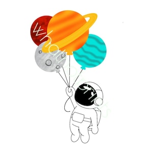 Clipart astronaute, à, planète, ballons Clipart