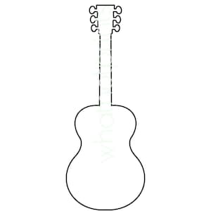 Akoestische gitaar stencil, sjabloon, patroon, vorm, omtrek of silhouet PNG transparante achtergrond Instant digitale download