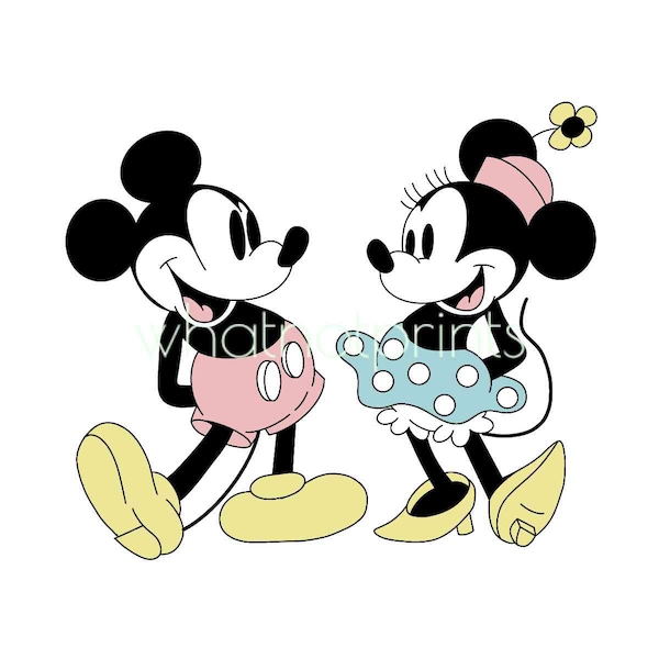 Commerciële Vintage Mickey en Minnie Mouse Png transparante achtergrond direct downloaden