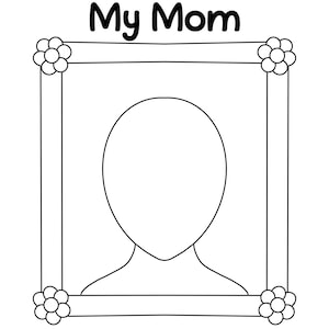 Manualidad o actividad divertida para el Día de la Madre: Dibuja a tu mamá con marco y forma de cara. Descarga digital instantánea.