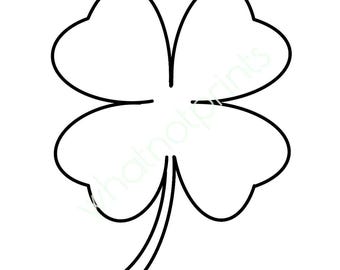 Commercial Four Leaf Clover Outline, Shape, Pattern, Stencil or Template PNG & SVG Transparent Background Instant Digital Download