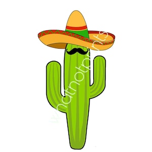 Cacto Comercial Com Sombrero E Bigode PNG Fundo Transparente Alta Resolução Download Digital