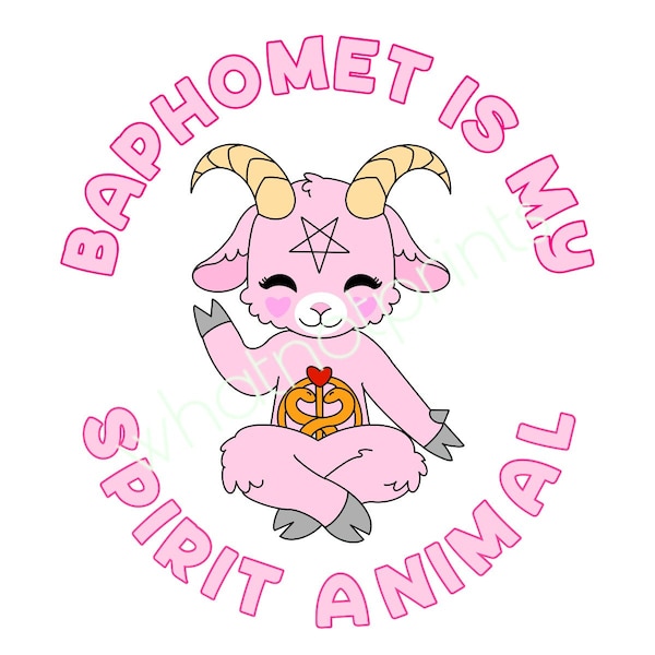 Commercial Pink Baphomet "Baphomet Is My Spirit Animal" Png Transplant Background