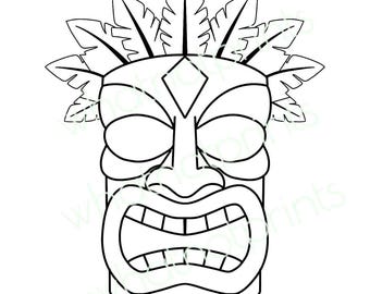 Tiki Mask Outline PNG