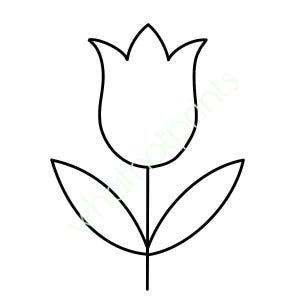 Commercial Simple tulipe contour PNG sur fond transparent Clipart téléchargement numérique instantané haute résolution