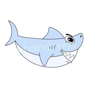 Commercial Cartoon Smiling Shark PNG Transparent Background High Resolution Clipart Instant Digital Download