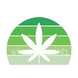 Commercial Transparent Marijuana Leaf With A Green Ombre Background Clipart, Shirt Graphic, PNG Instant Digital Download