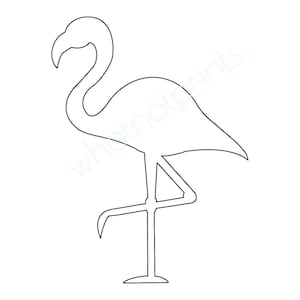 Puede incluir: Un dibujo en blanco y negro de un flamenco de pie sobre una sola pierna.