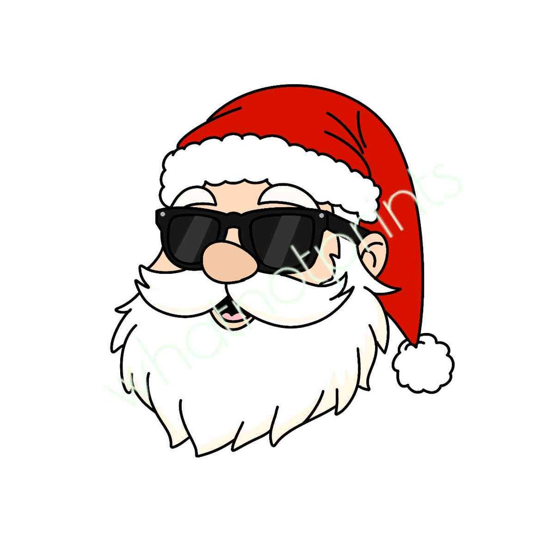 Cheerful Santa Wearing Sunglasses PNG Transparent Background - Etsy