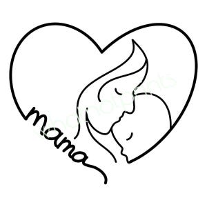 Corazón minimalista comercial con madre y bebé PNG fondo transparente alta resolución descarga digital instantánea