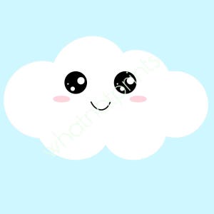 Kommerzielle Kawaii süße Wolke glückliches Gesicht PNG transparenten Hintergrund hohe Auflösung Sofortiger digitaler Download