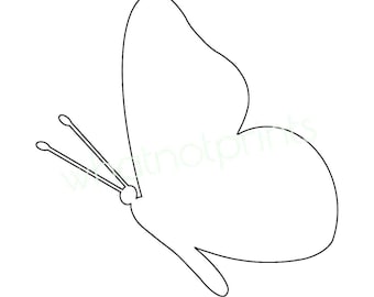 Flying Butterfly Outline: Stencil, Template, Clipart (PNG Digital Download)