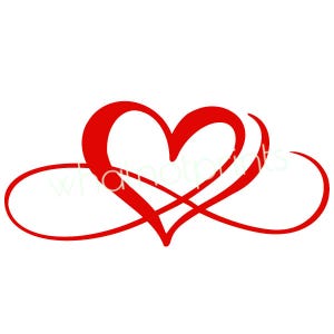 Peut inclure: Un cœur rouge entrelacé avec un symbole d'infini, créant un motif qui représente l'amour éternel.