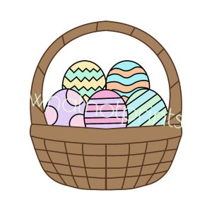 Panier de Pâques commercial avec des oeufs Png fond transparent Téléchargement numérique instantané