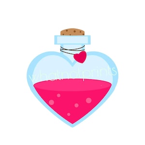 Commercial Love Potion Heart Glass Bottle Pink Liquid PNG Transparent Background Instant Digital Download
