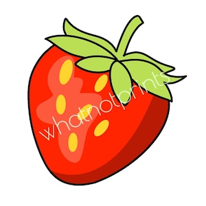 Clipart de fresa comercial de dibujos animados PNG fondo transparente descarga digital instantánea