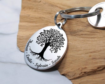 porte clé personnalisé Arbre de vie, porte clé prénoms enfants, idée cadeau maman, cadeau anniversaire tata, porte clé porte bonheur