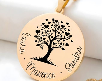 Personalized Tree of Life Necklace with Children's Names, mom gift idea, auntie birthday gift, lucky necklace