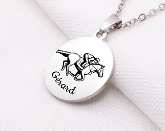 Personalized horse riding necklace, horse rider necklace, horse riding jewelry, horse racing jewelry, child gift