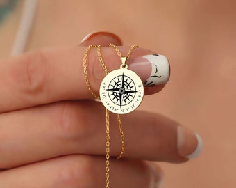 Personalized compass rose necklace | GPS coordinates | personalized women's necklace | birthday gift idea | mom necklace | godmother