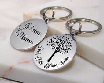 personalized Tree of life key ring, mom gift idea, children's first name key ring, auntie birthday gift, lucky key ring