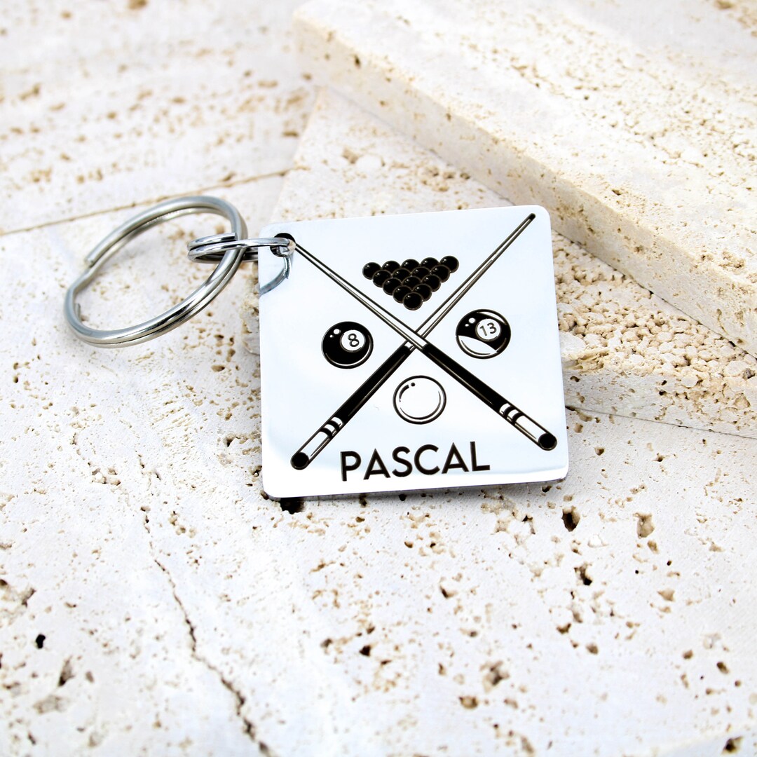 Baldi Key Ring Personalized Billiard Key Ring With Engraving, Gift for Billiard Player ...