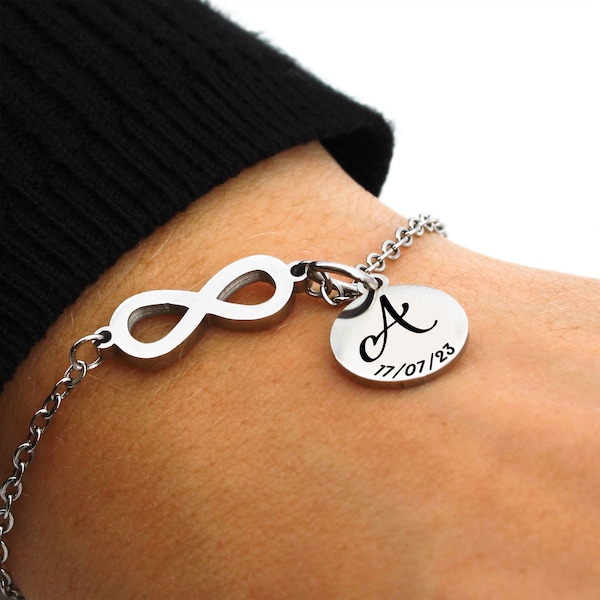 Bracelet Infini Personnalisé - Idée Cadeau Saint Valentin, Bijou Femme, EVJF