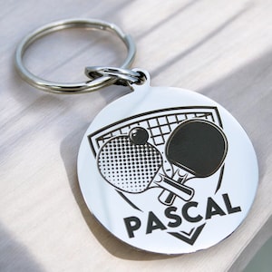 Porte Clé Personnalisé Tennis de Table, Cadeau Joueur de Ping Pong, raquette de ping pong personnalisée