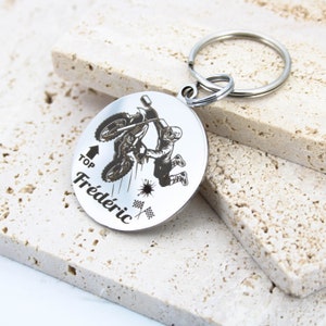 Porte clé personnalisé motocross, idée Cadeau motard, cadeau fêtes des pères, porte clé personnalisable