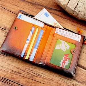 Portefeuille en cuir pour homme, marron vintage, Cadeau d’anniversaire pour homme, Porte carte , portefeuille RFID
