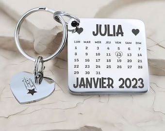 Personalized Calendar Key Ring - birthday gift idea, mom gift, birthday key ring