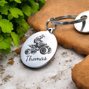 Porte Clé personnalisé QUAD ATV, Idée Cadeau Anniversaire Pilote de Quad, idée cadeau fête des pères