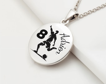 Personalized football necklace, soccer ball pendant