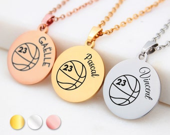 Personalized Basketball necklace, basketball pendant