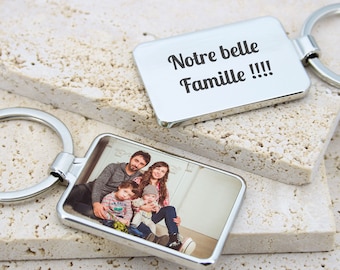 Gepersonaliseerde familiefoto sleutelhanger | Cadeau-idee voor mama