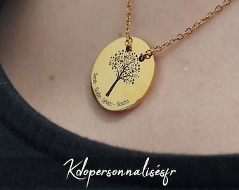 Personalized Tree of Life necklace, engraving children's first names, mom gift idea, auntie birthday gift, lucky charm necklace