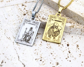 Personalized Divinatory Tarot Card Necklace - Cartomancy Jewelry, Inspired by the Tarot of Marseille